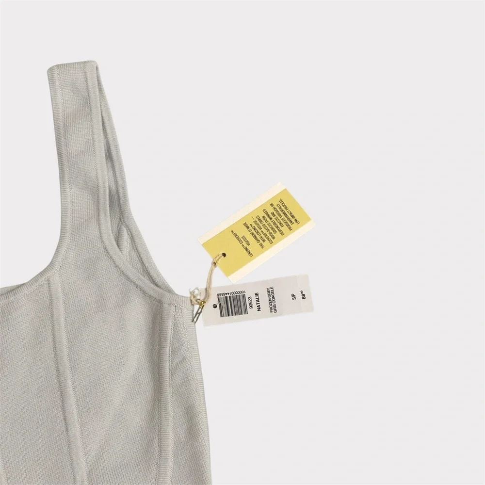 Aritzia Wilfred Natalie Top | Frozen Grey | Small | NWT | Minimalist Crop Knit - Picture 5 of 6
